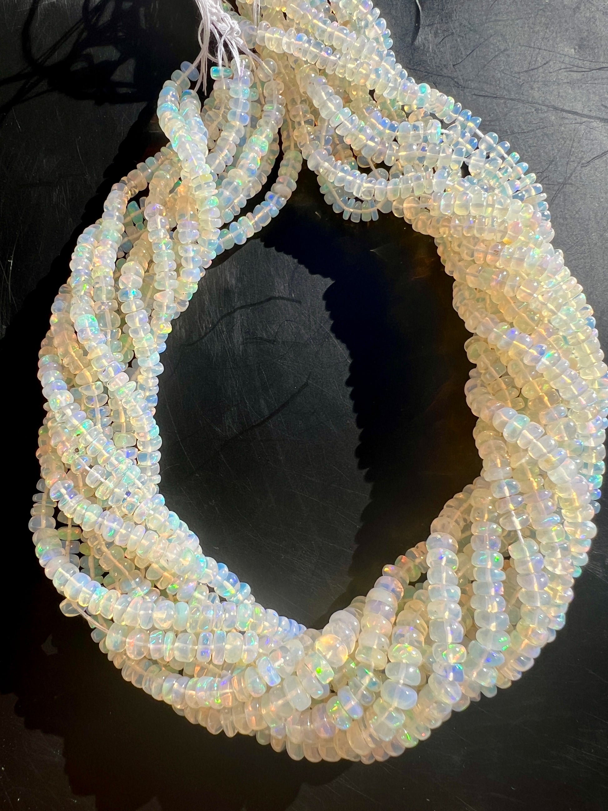 Rondelles opale Ethyopienne Blanche