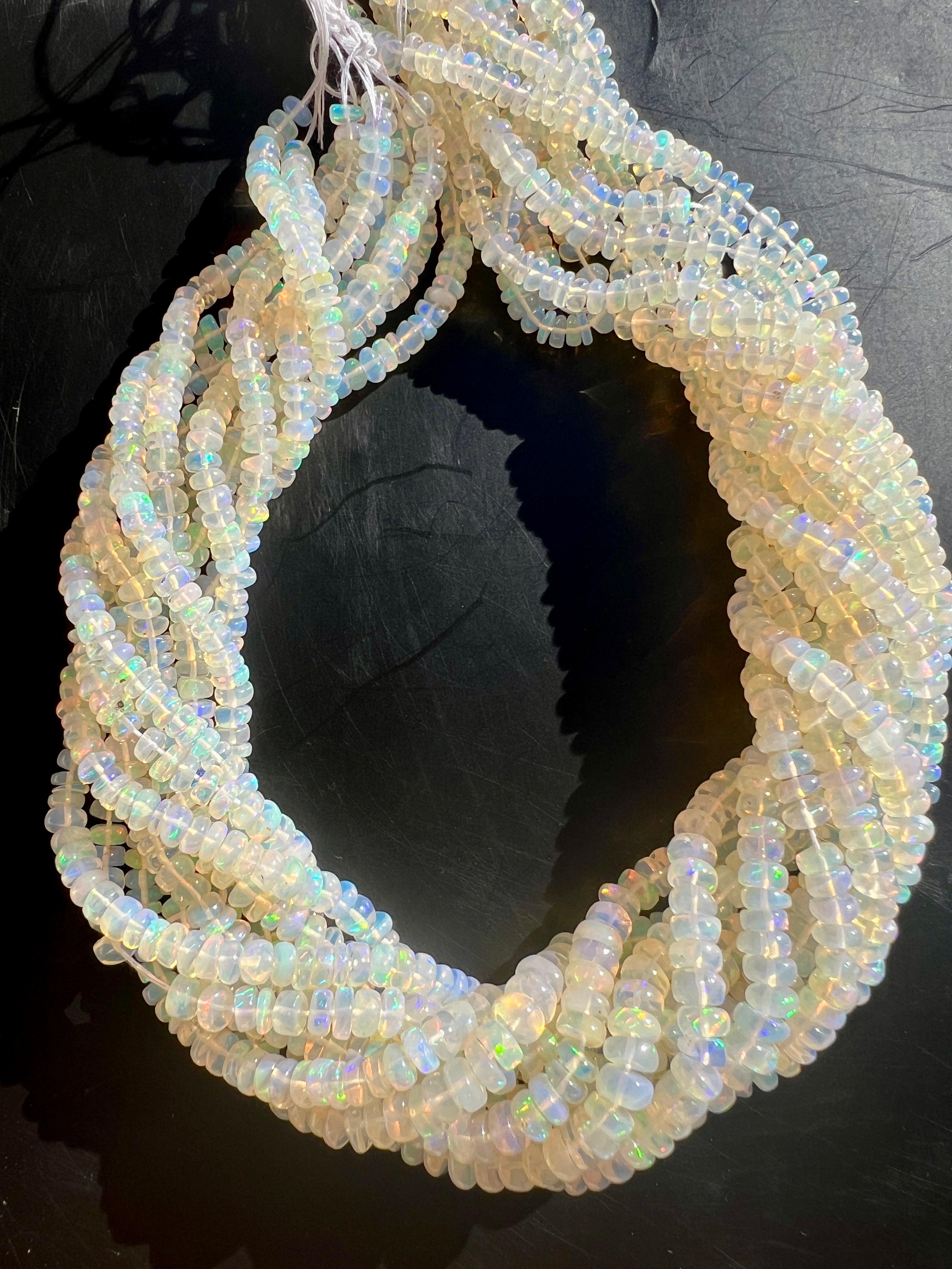 Rondelles opale Ethyopienne Blanche