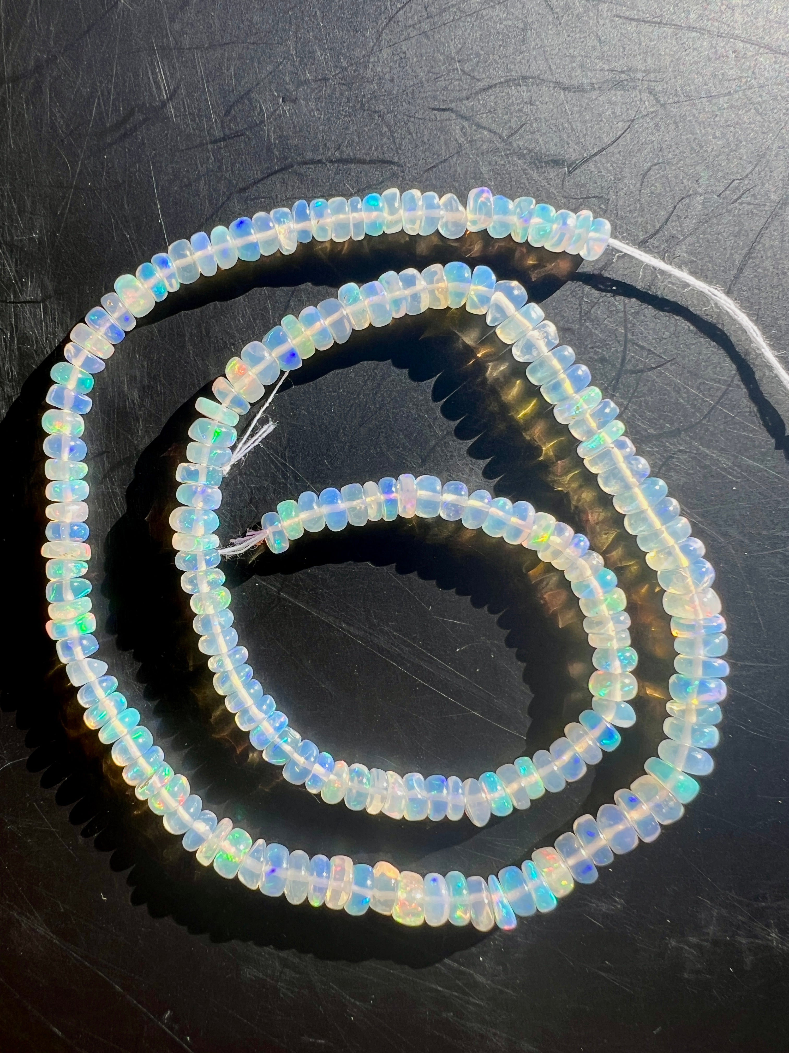 Rondelles opale Ethyopienne Blanche