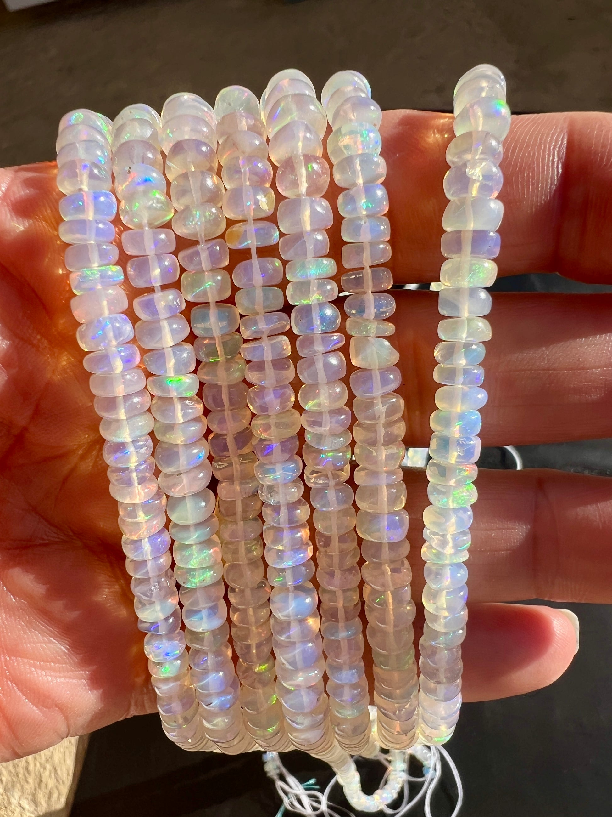 Rondelles opale Ethyopienne Blanche