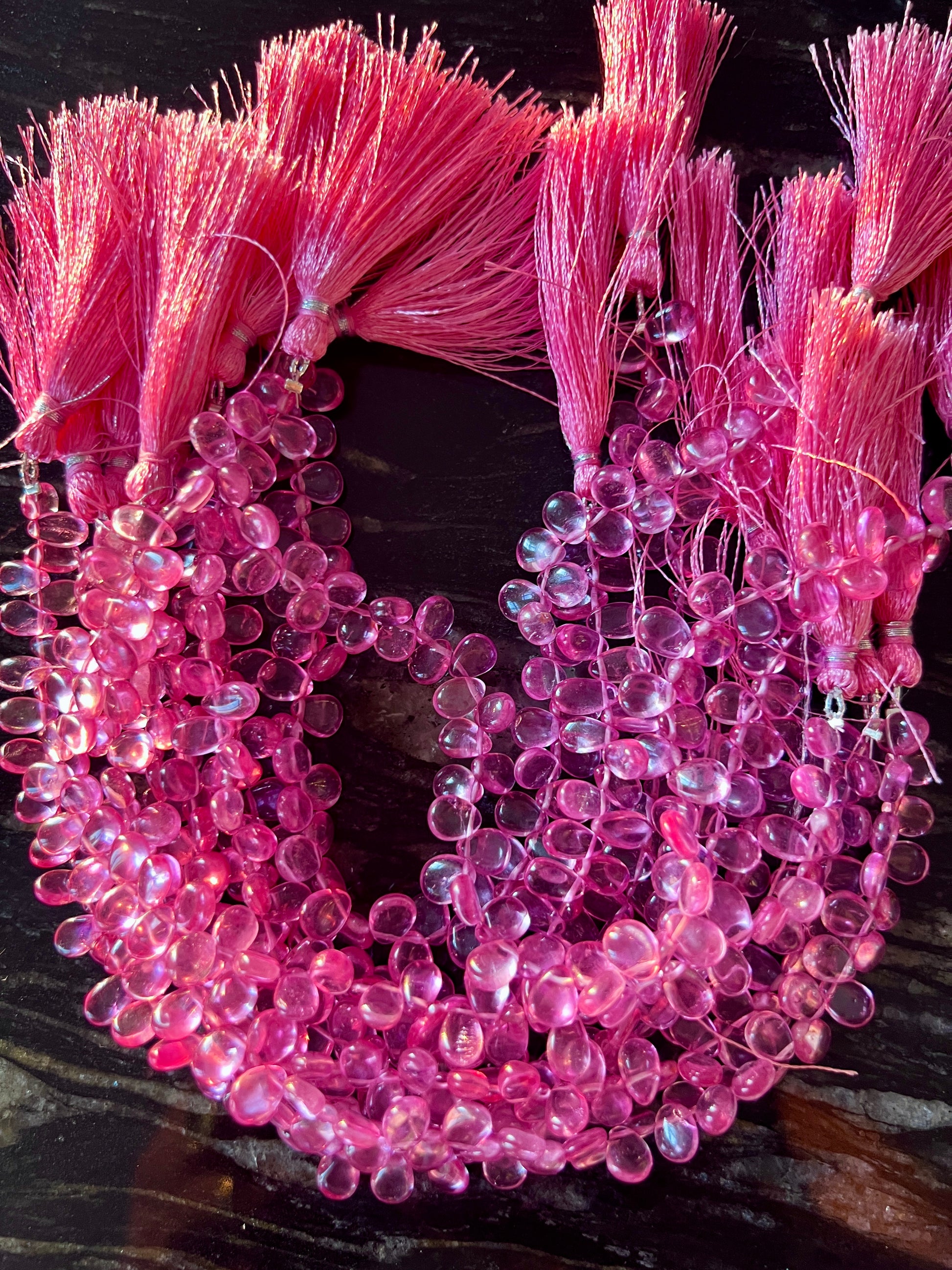 Fil de Petites Gouttes de Topaze Rose Clair
