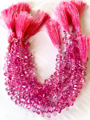 Fil de Petites Gouttes de Topaze Rose Clair