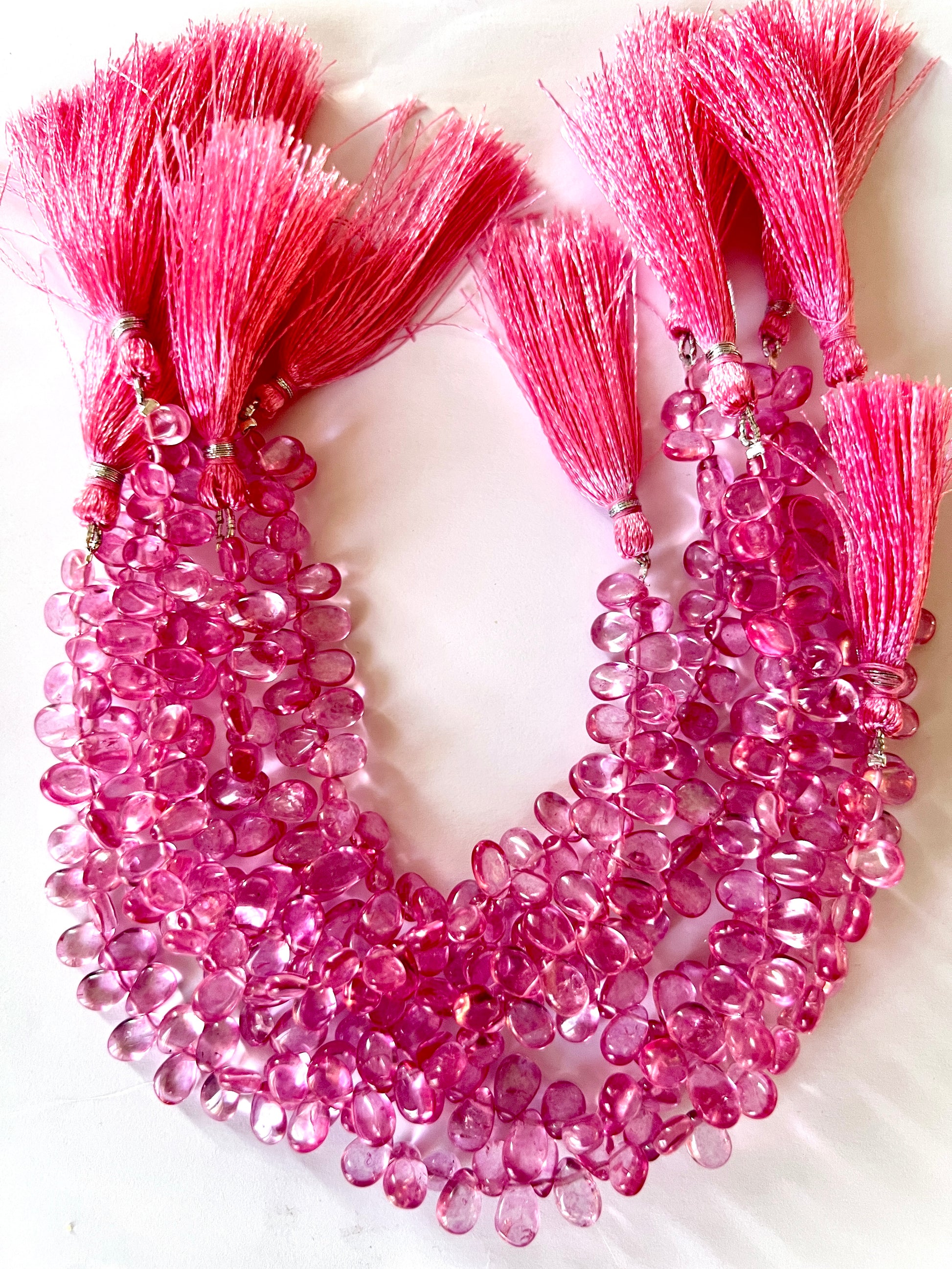 Fil de Petites Gouttes de Topaze Rose Clair