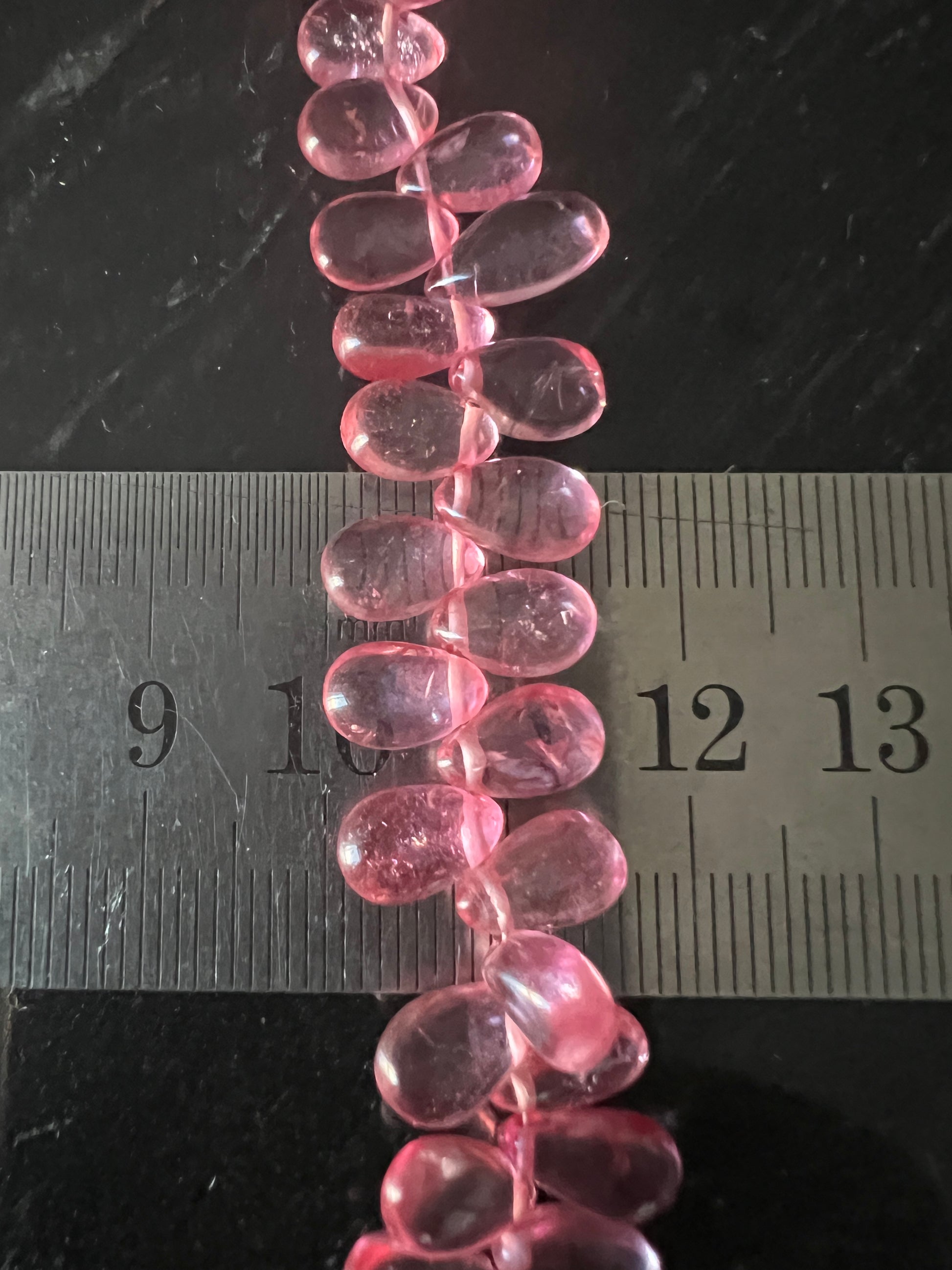Fil de Petites Gouttes de Topaze Rose Clair