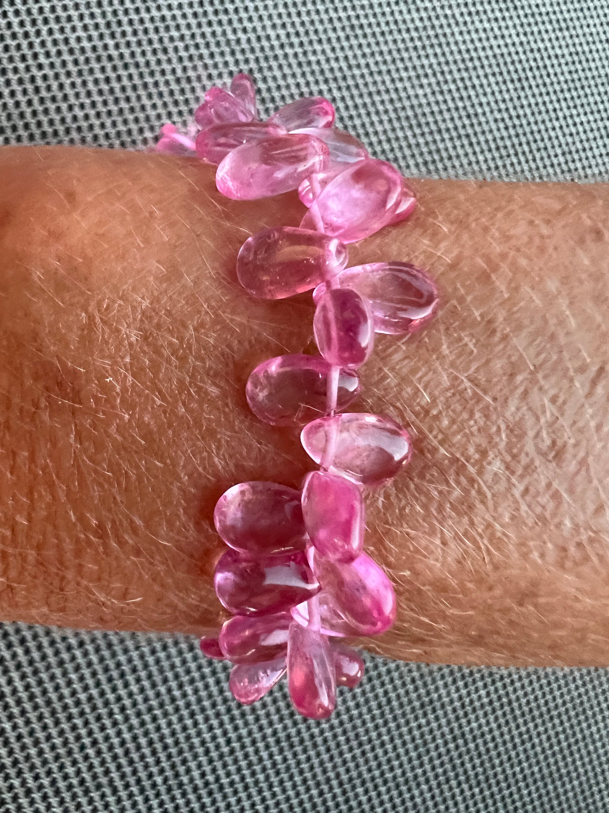 Fil de Petites Gouttes de Topaze Rose Clair