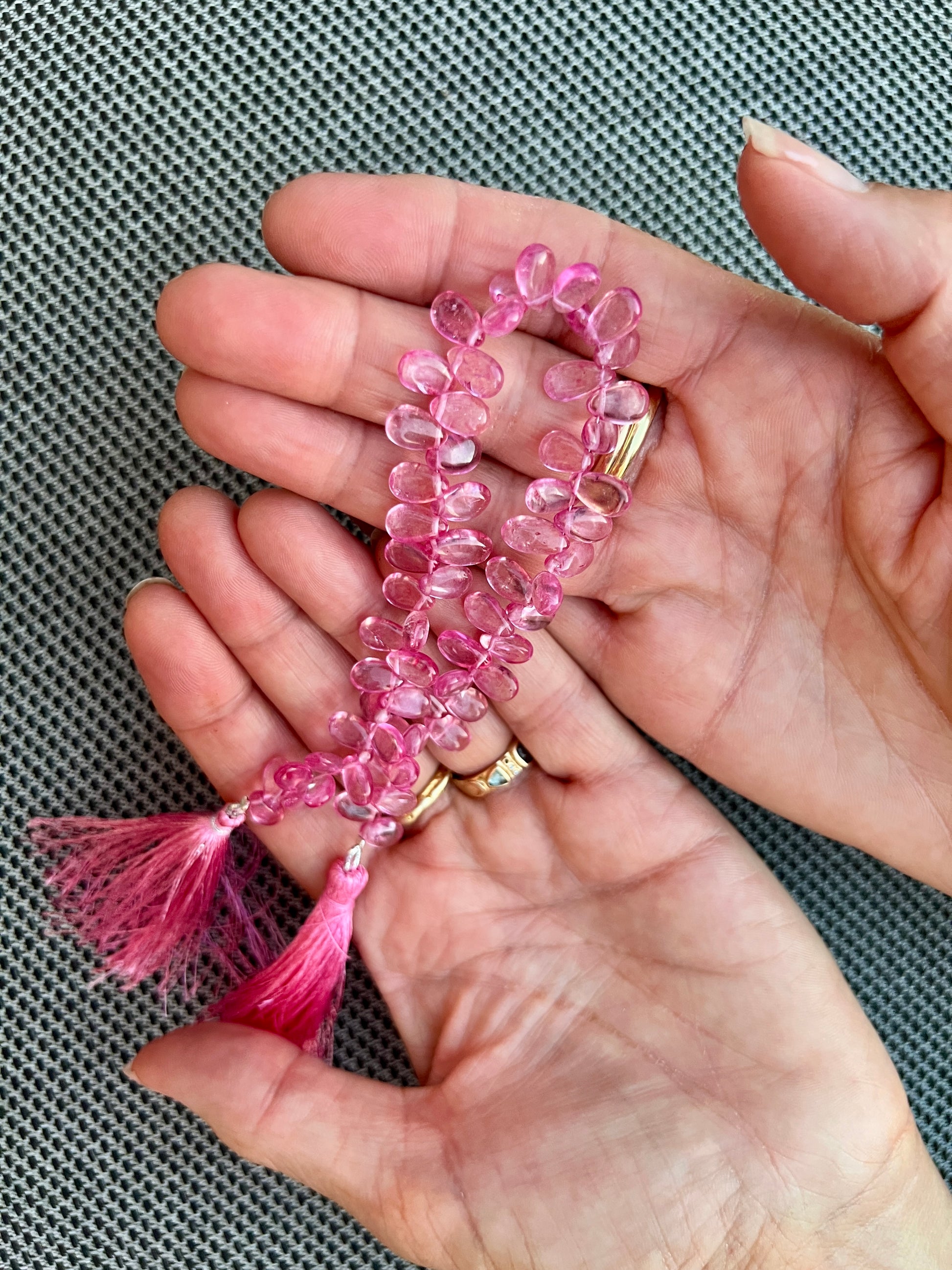 Fil de Petites Gouttes de Topaze Rose Clair