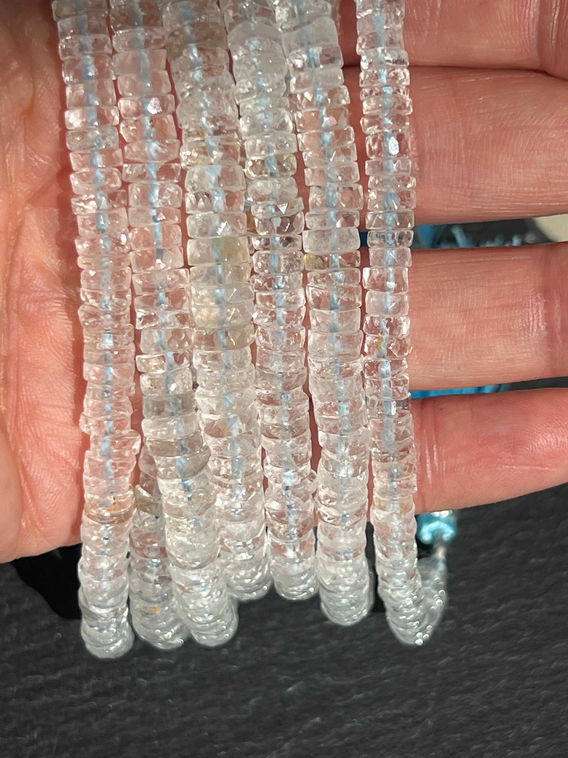 Heishi à Facettes Topaze Transparent 6mm