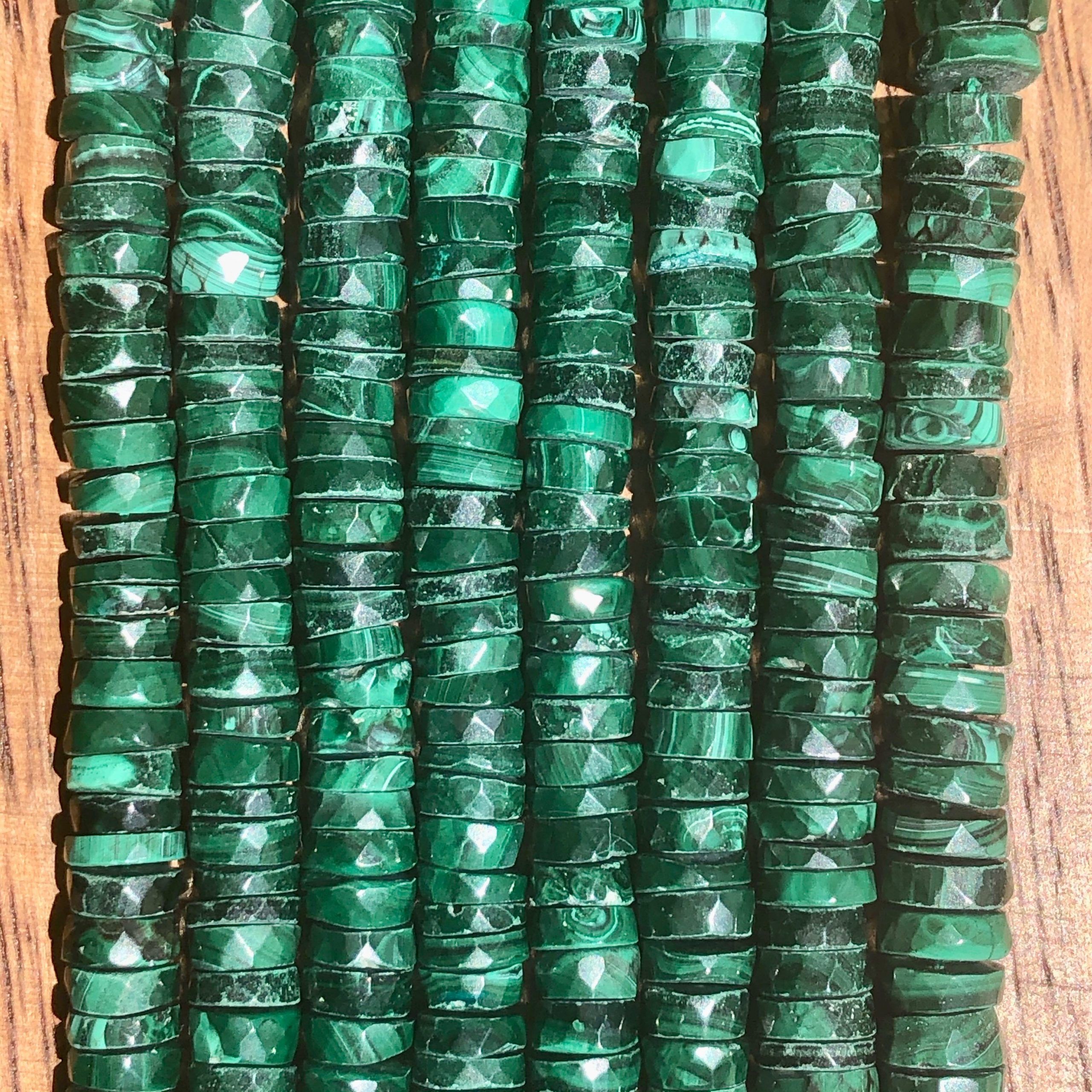 Heishi à facettes en Malachite 6-7 mm