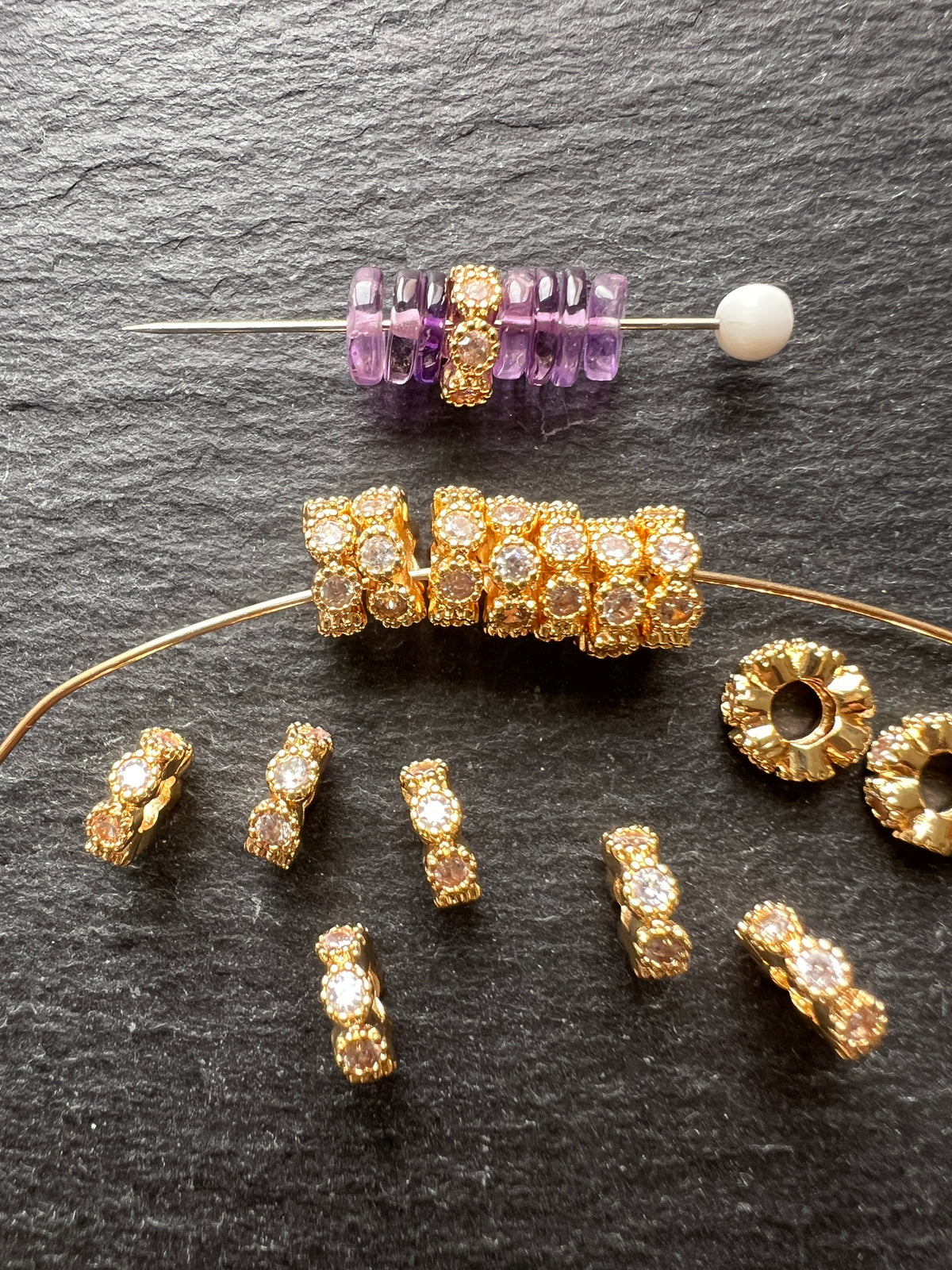 Rondelles intercalaire strass fleur