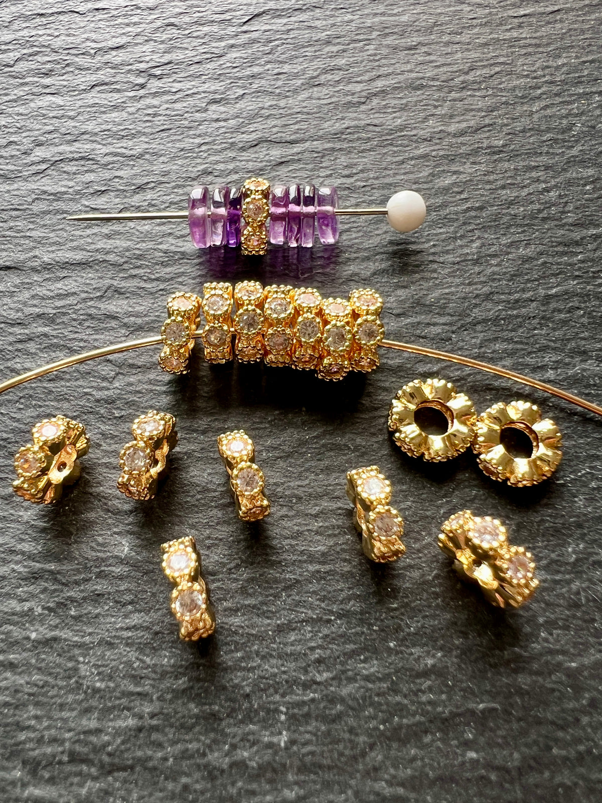 Rondelles intercalaire strass fleur