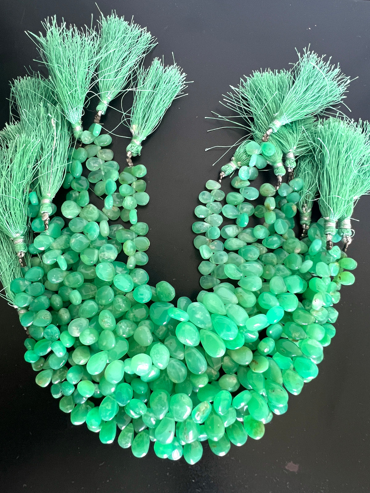 Fil de gouttes en Chrysoprase