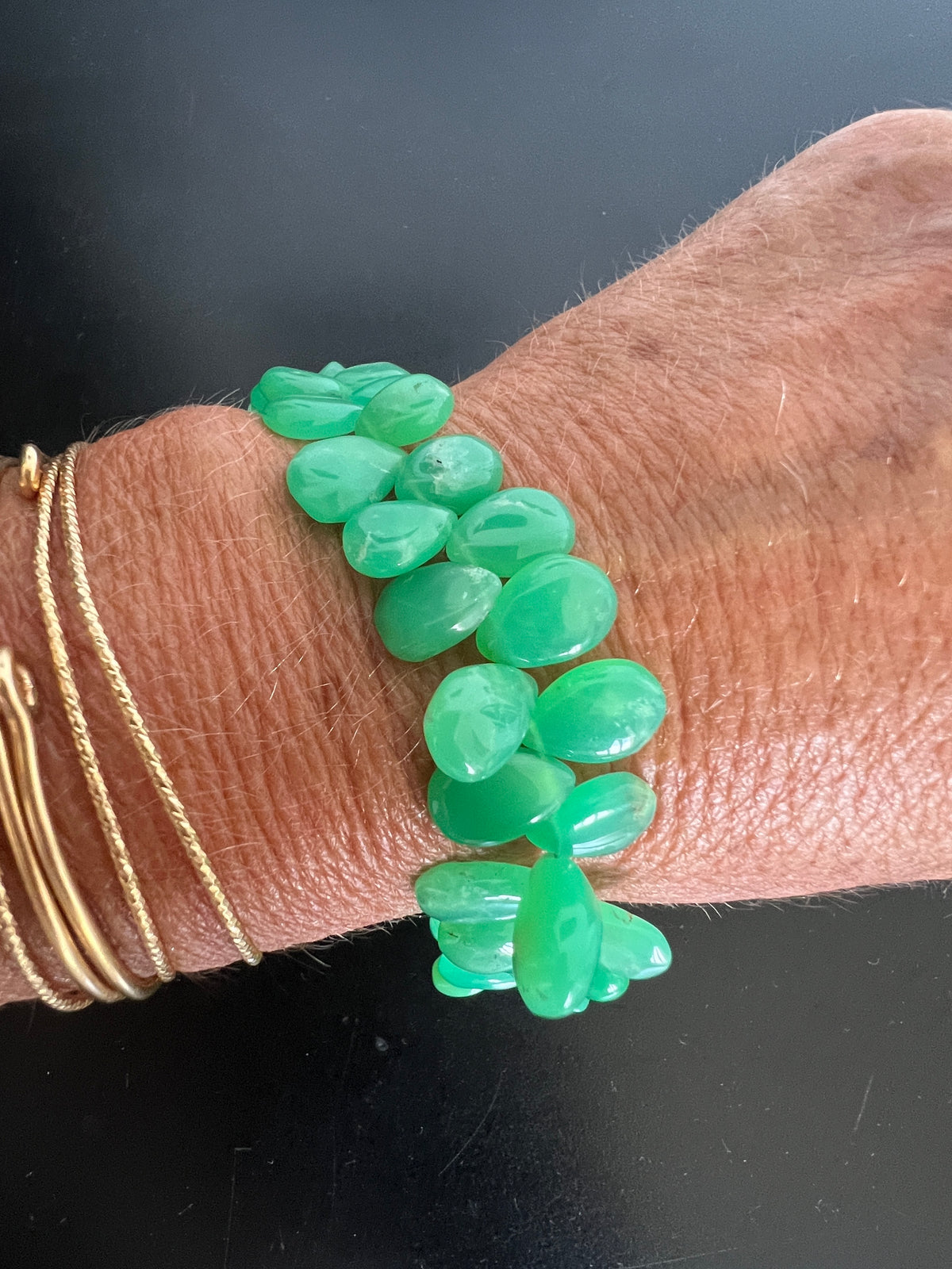 Fil de gouttes en Chrysoprase