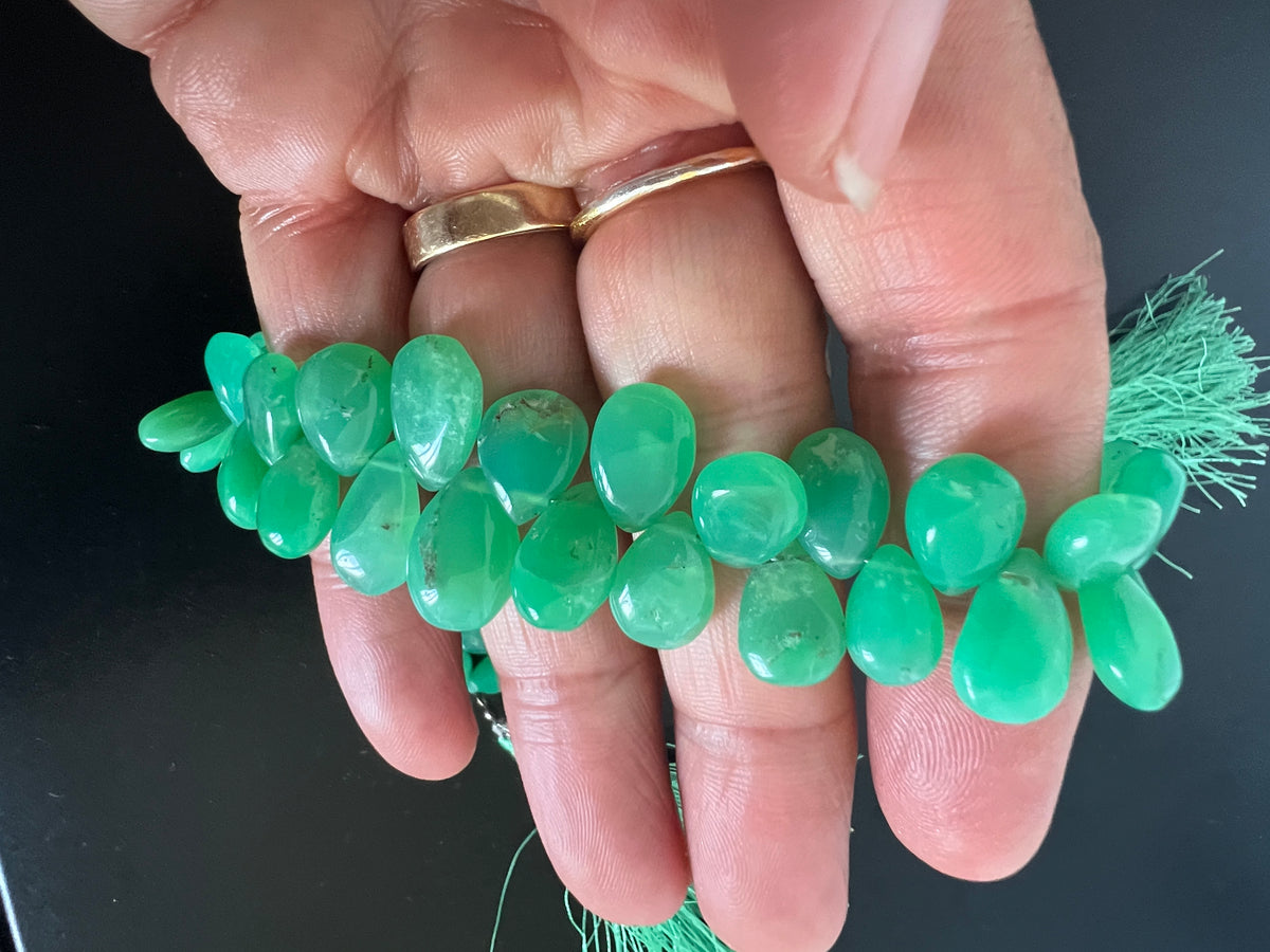 Fil de gouttes en Chrysoprase