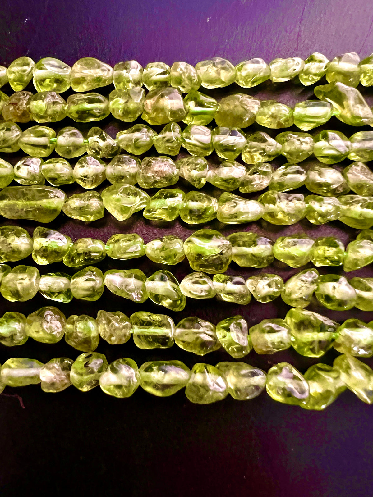 Fil de pépites Péridot 40cm