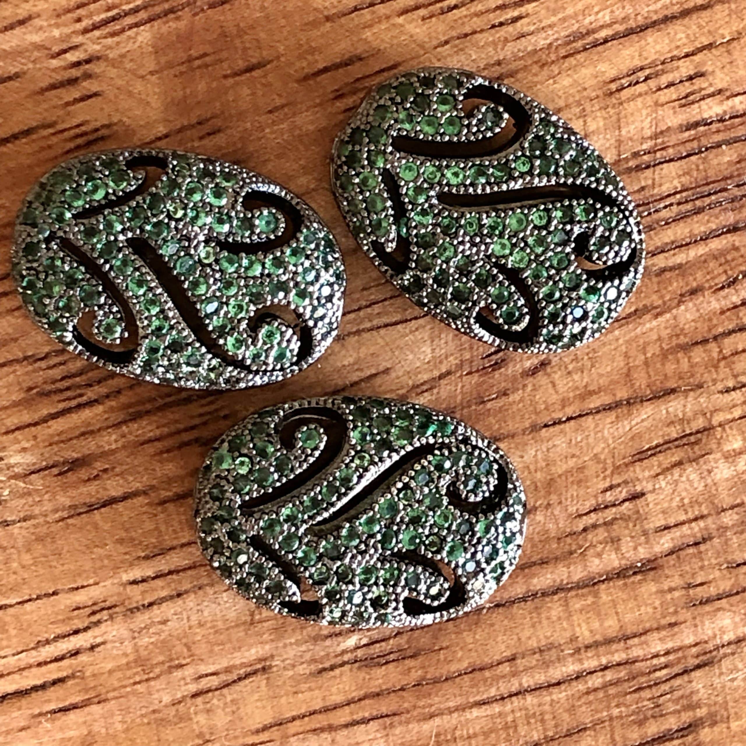 Connecteur Arabesque Zircons Verts