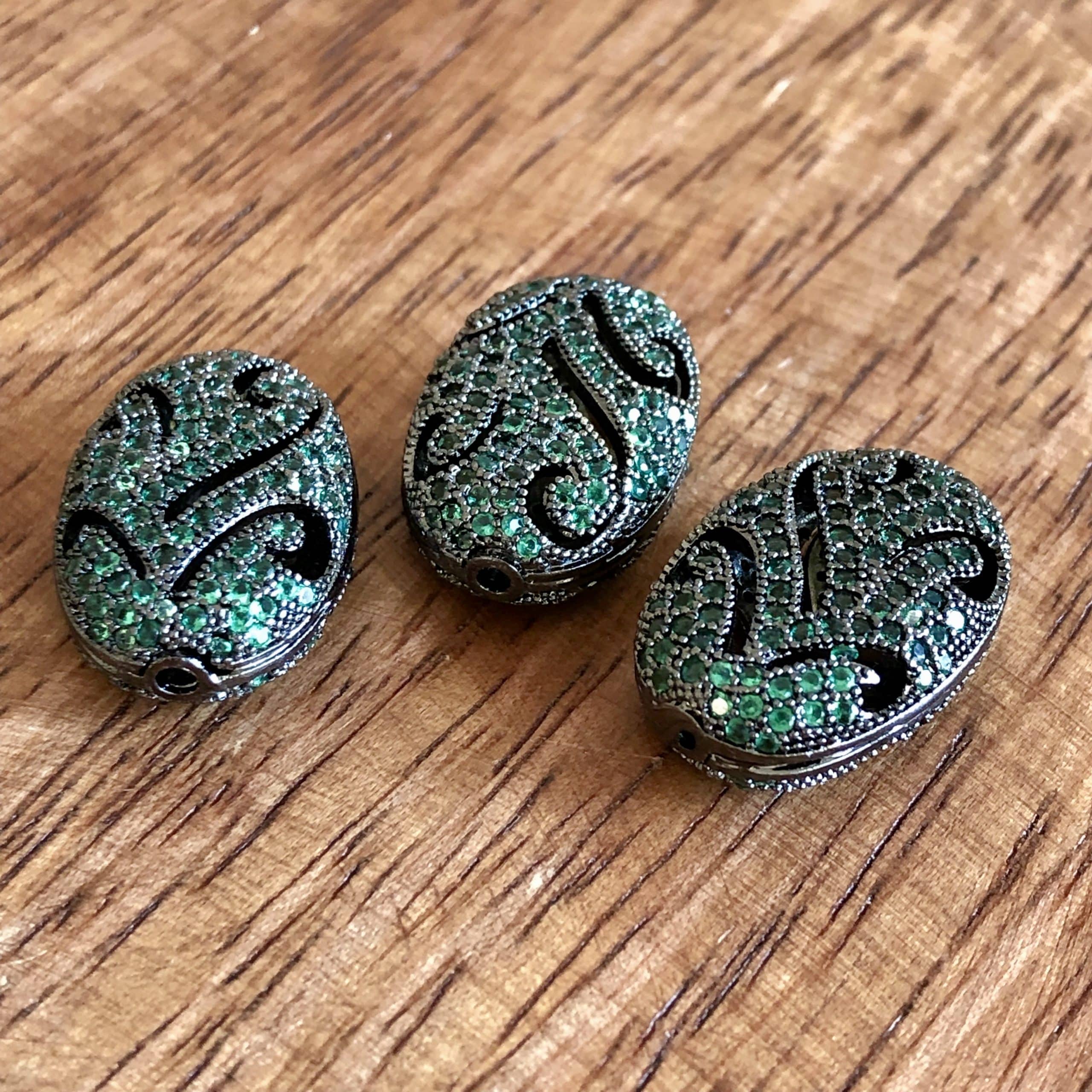 Connecteur Arabesque Zircons Verts