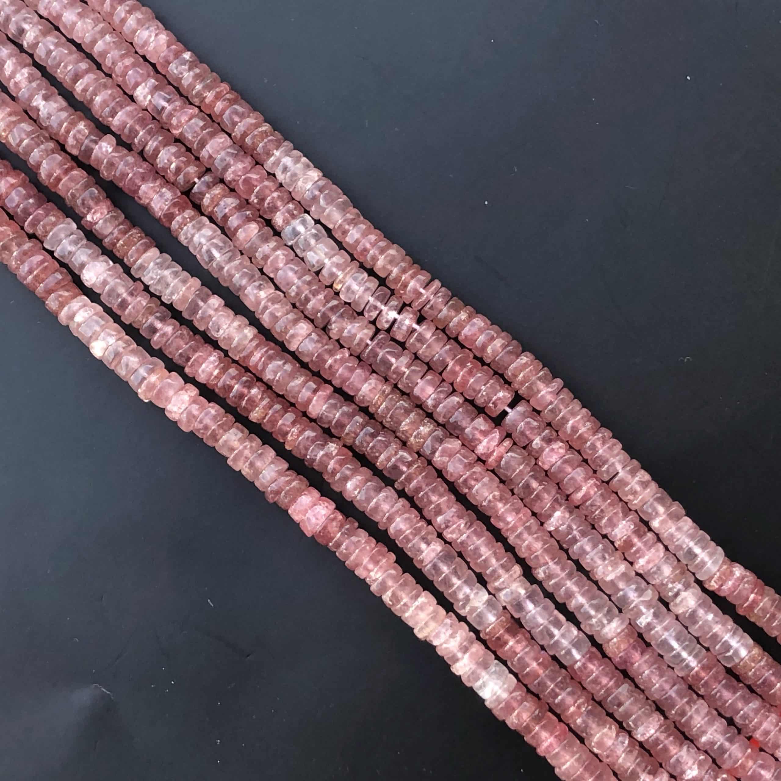 Heishi Facettées Quartz-Fraise 6-7 mm(1)