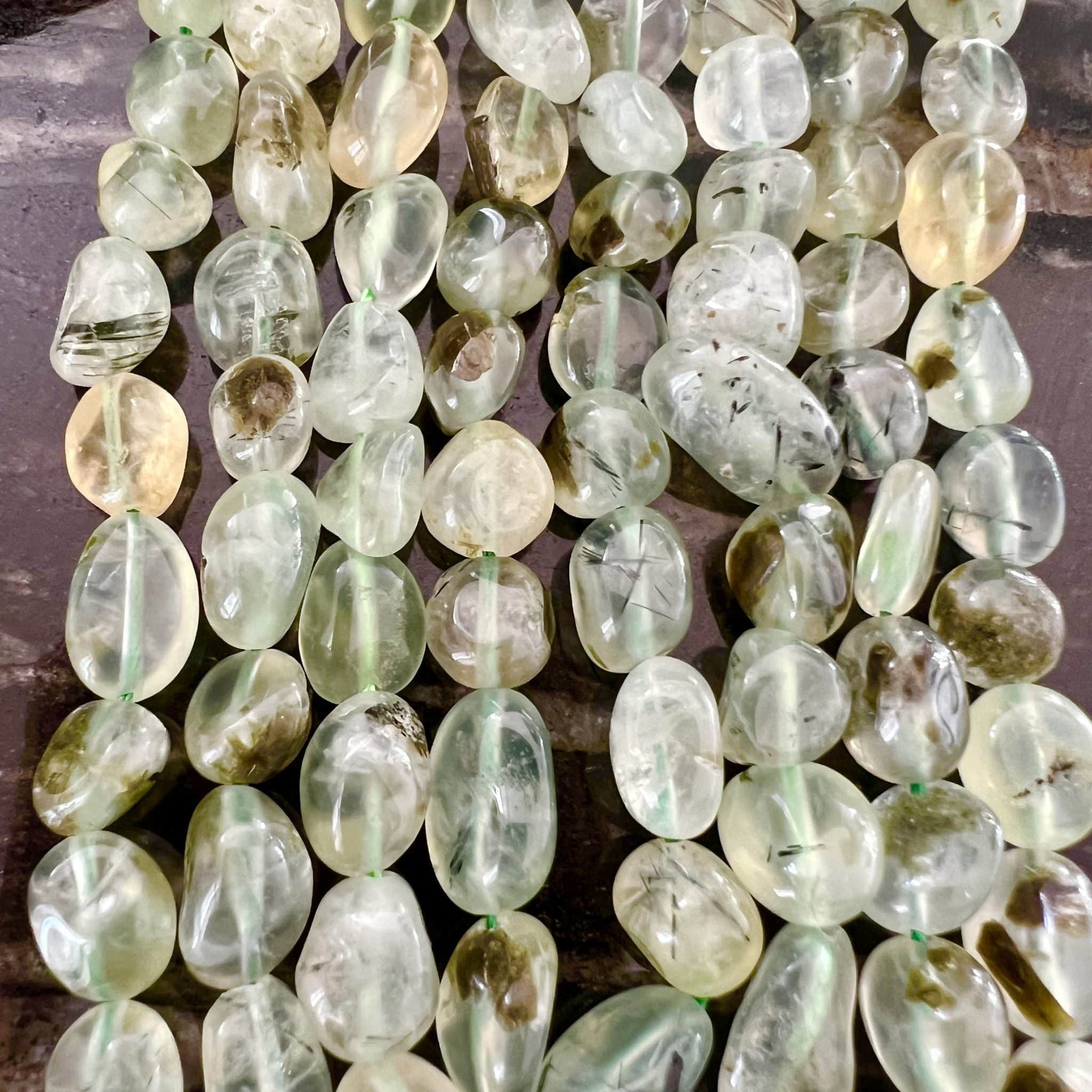 Perles Pépites Préhnite 8-9mm