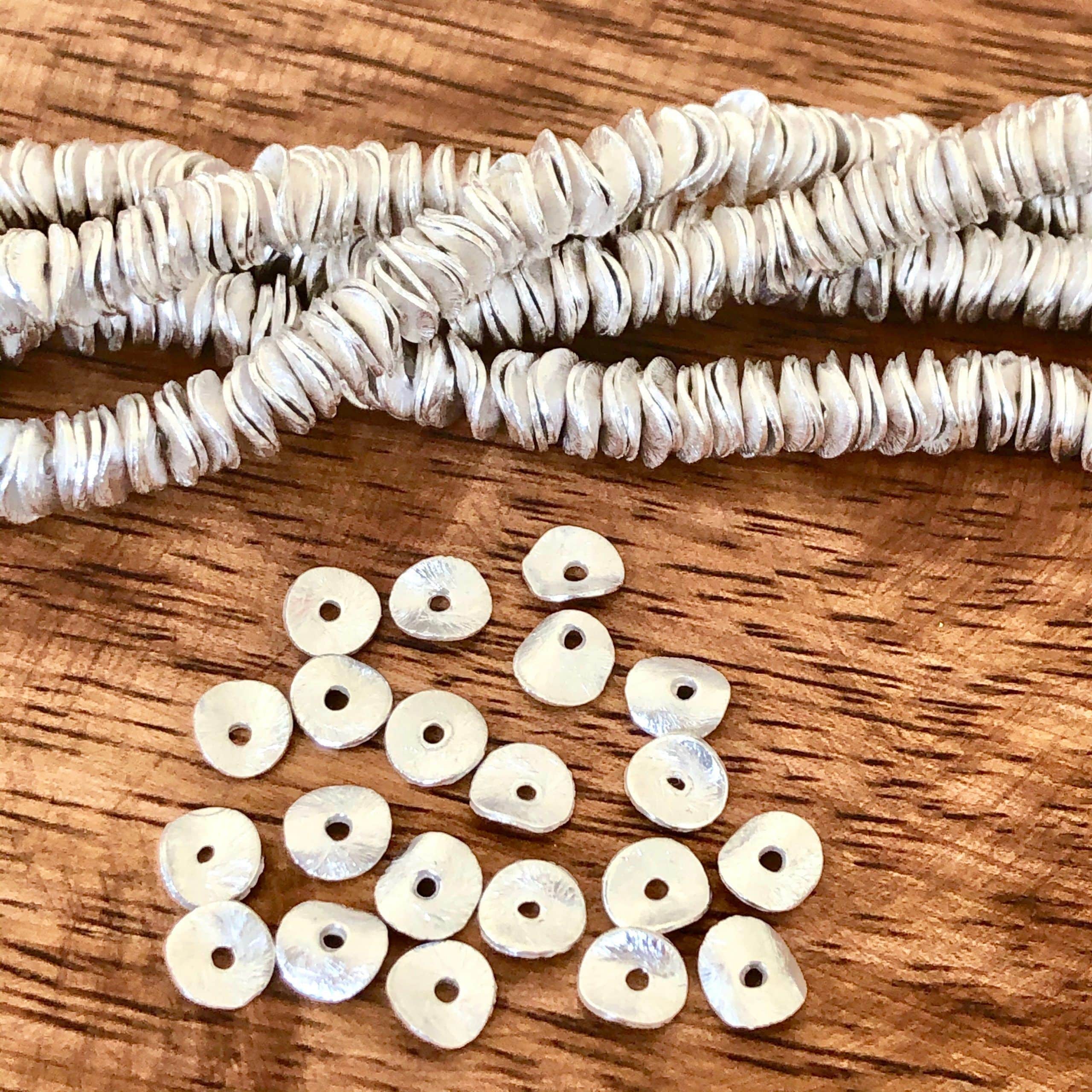 Intercalaires plats ondulés Argent 6mm x10 1