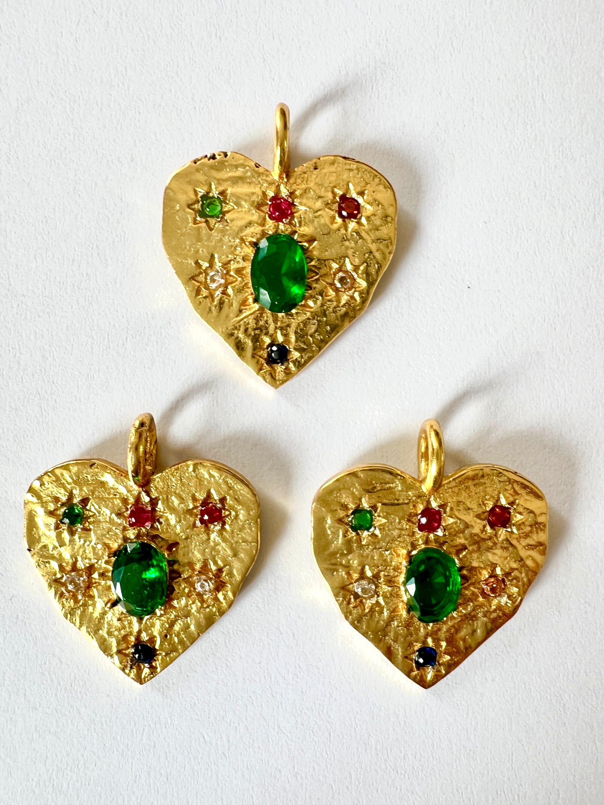 Médaille Indienne Coeur Onyx Vert