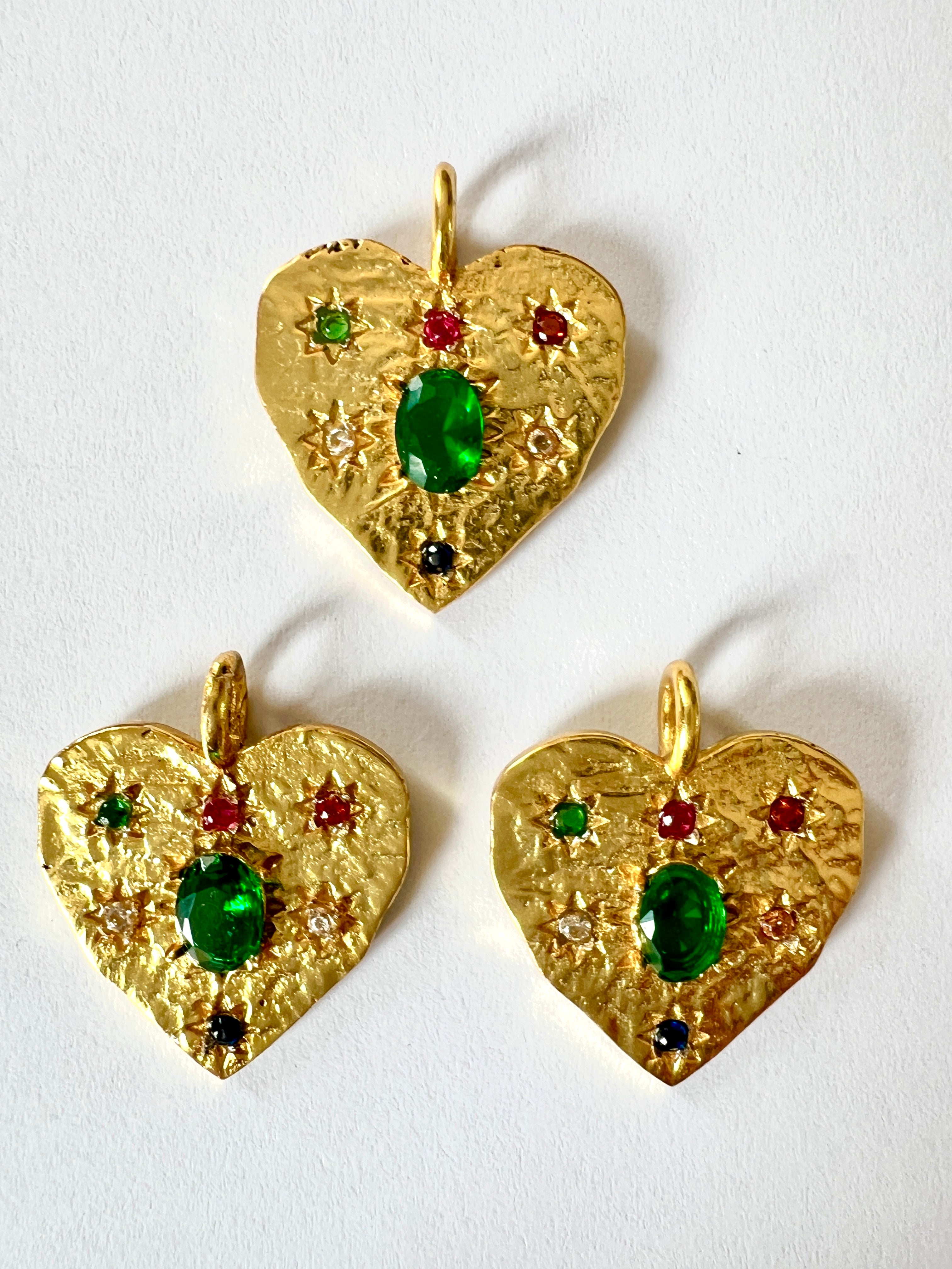 Médaille Indienne Coeur Onyx Vert
