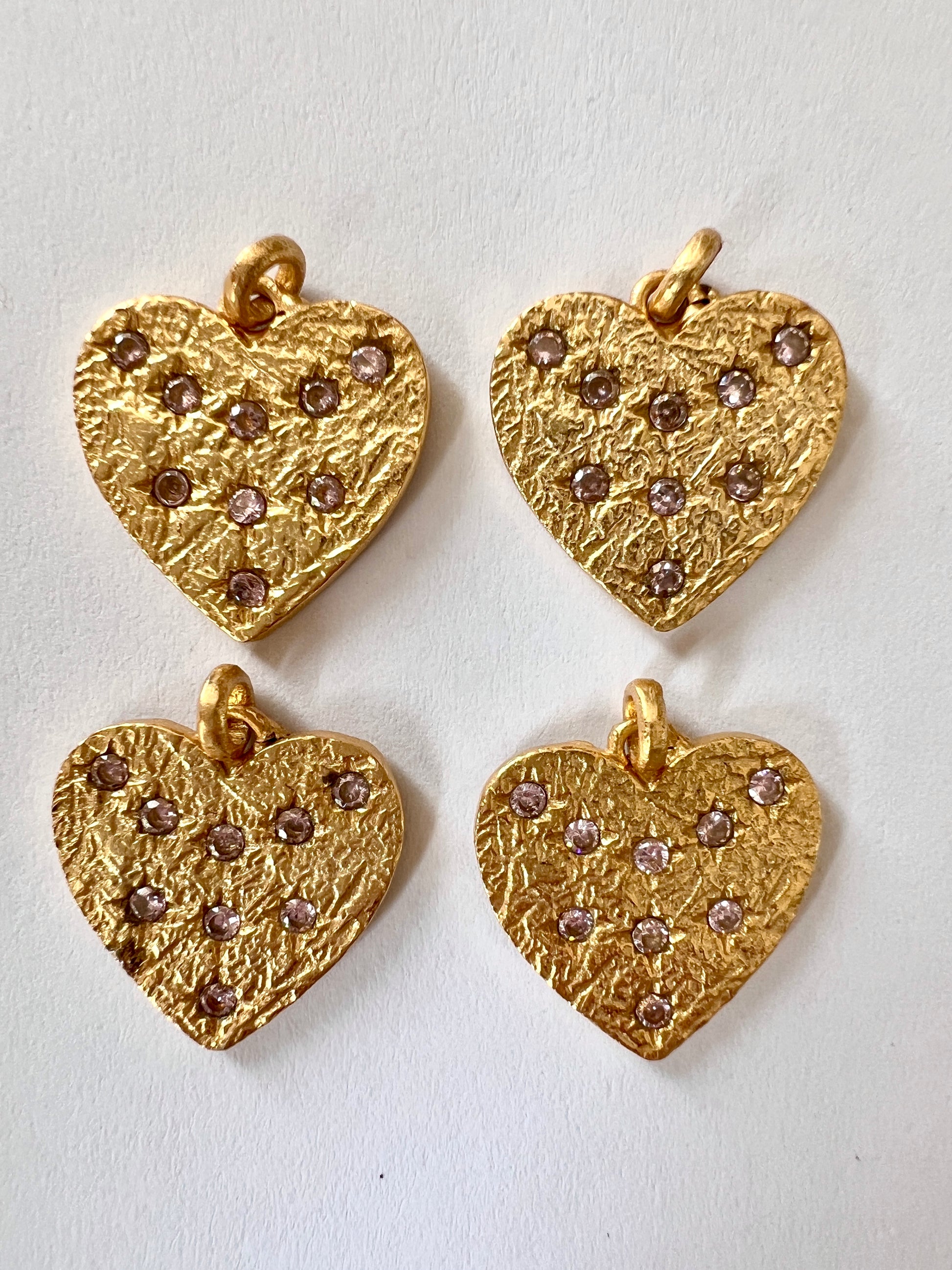 Médaille Indienne Coeur et zircons roses