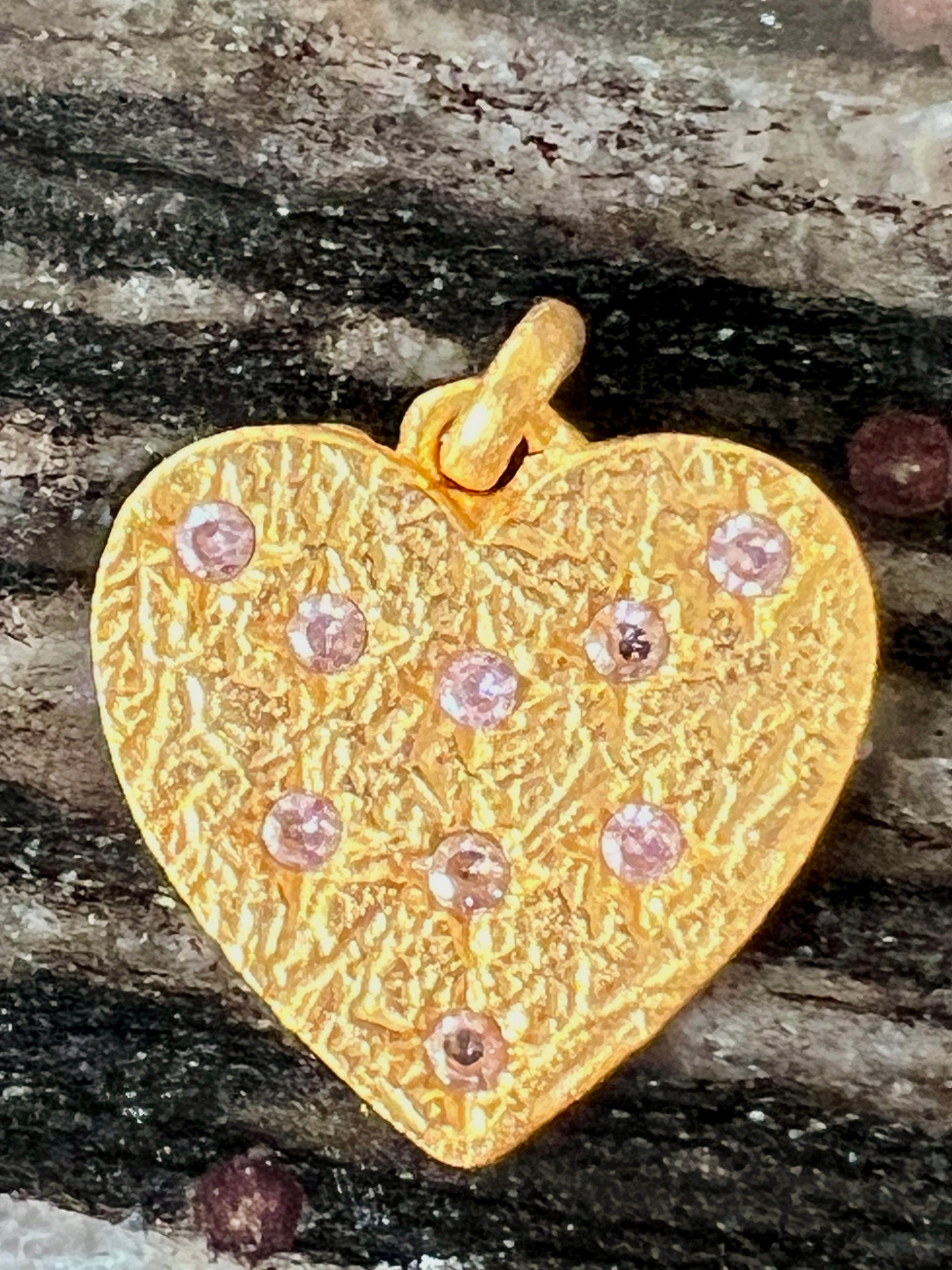 Médaille Indienne Coeur et zircons roses