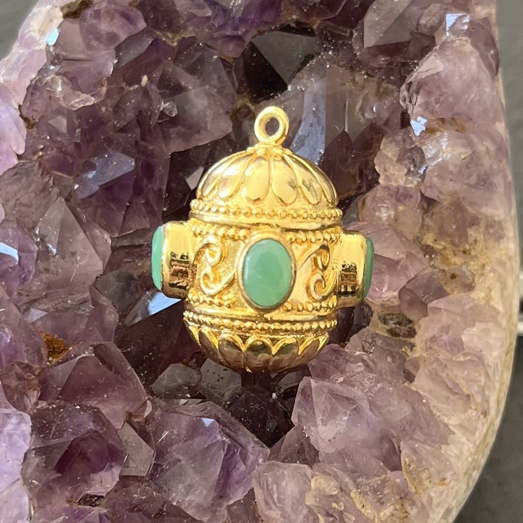 Nouveau Talisman Indien Chrysoprase or et vert