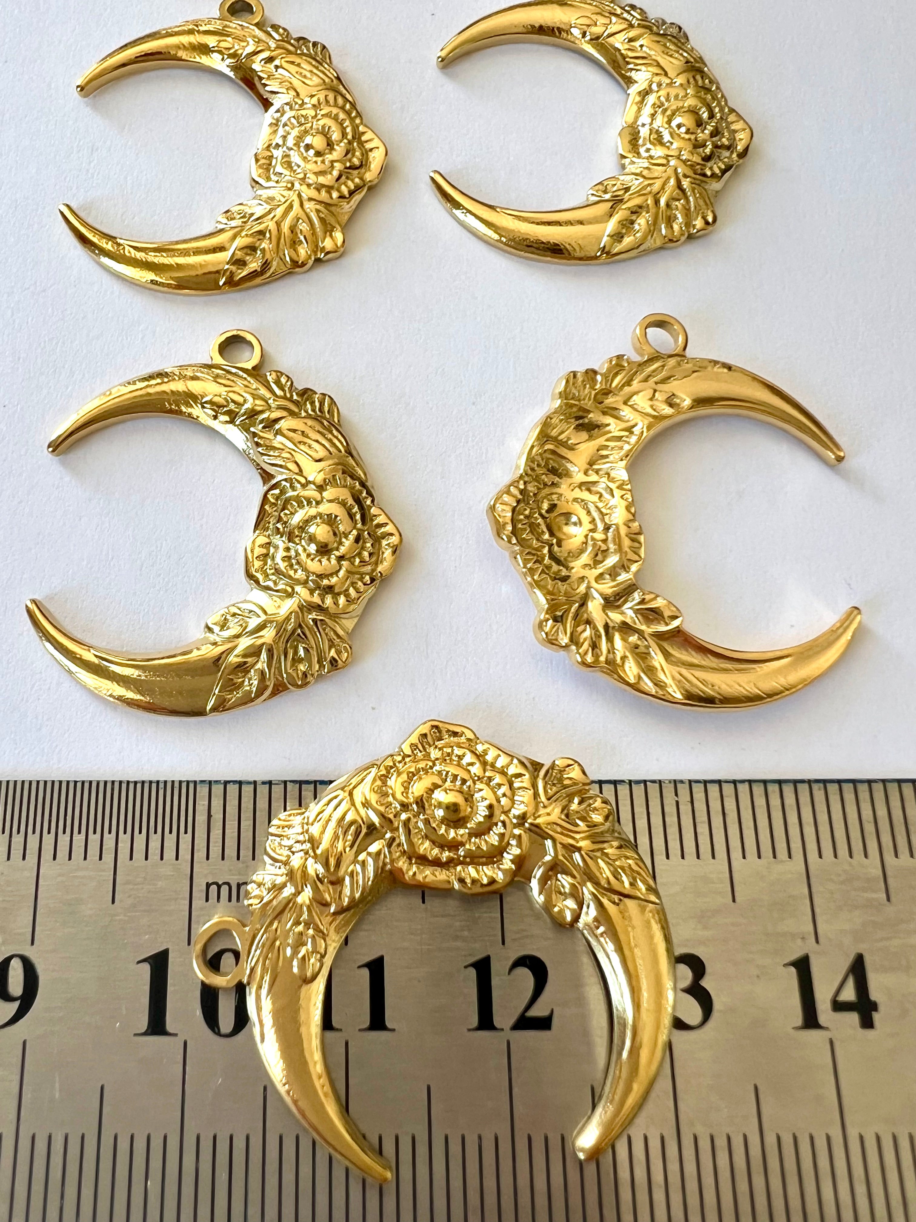 Pendentif Lune 30mm en acier inoxydable