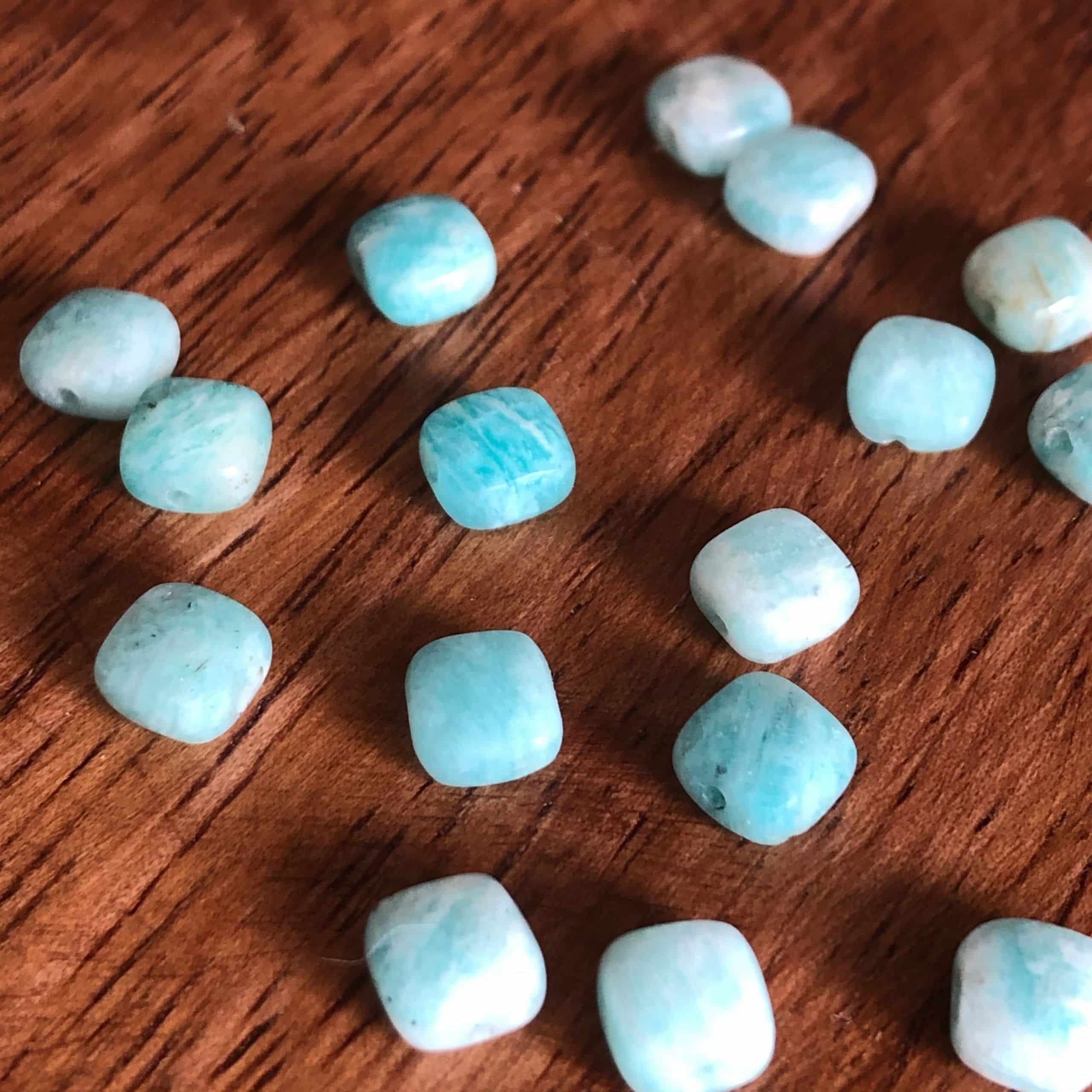 Perle Carrée en Amazonite 6x6mm