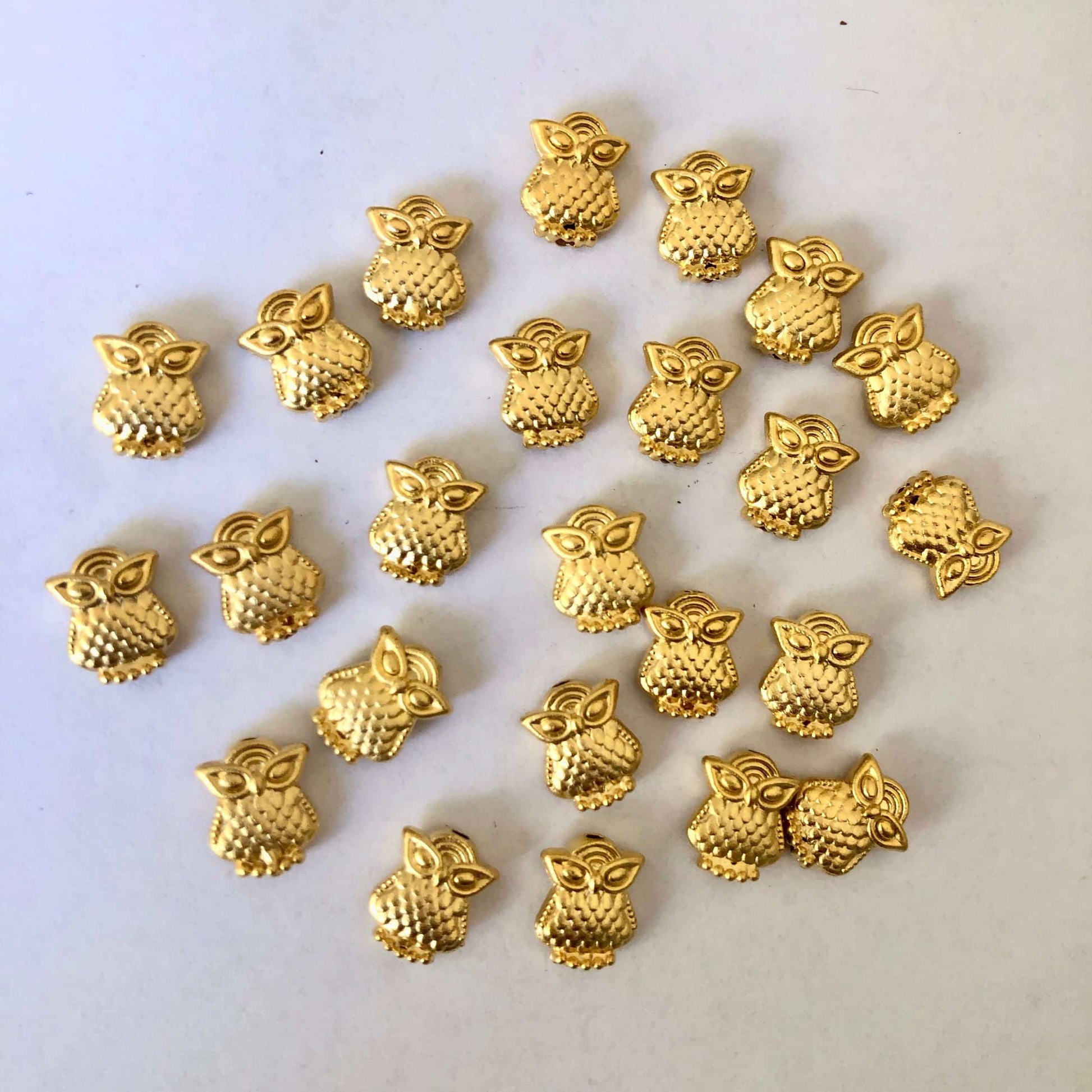 Perle Hibou Laiton Or 24K 2