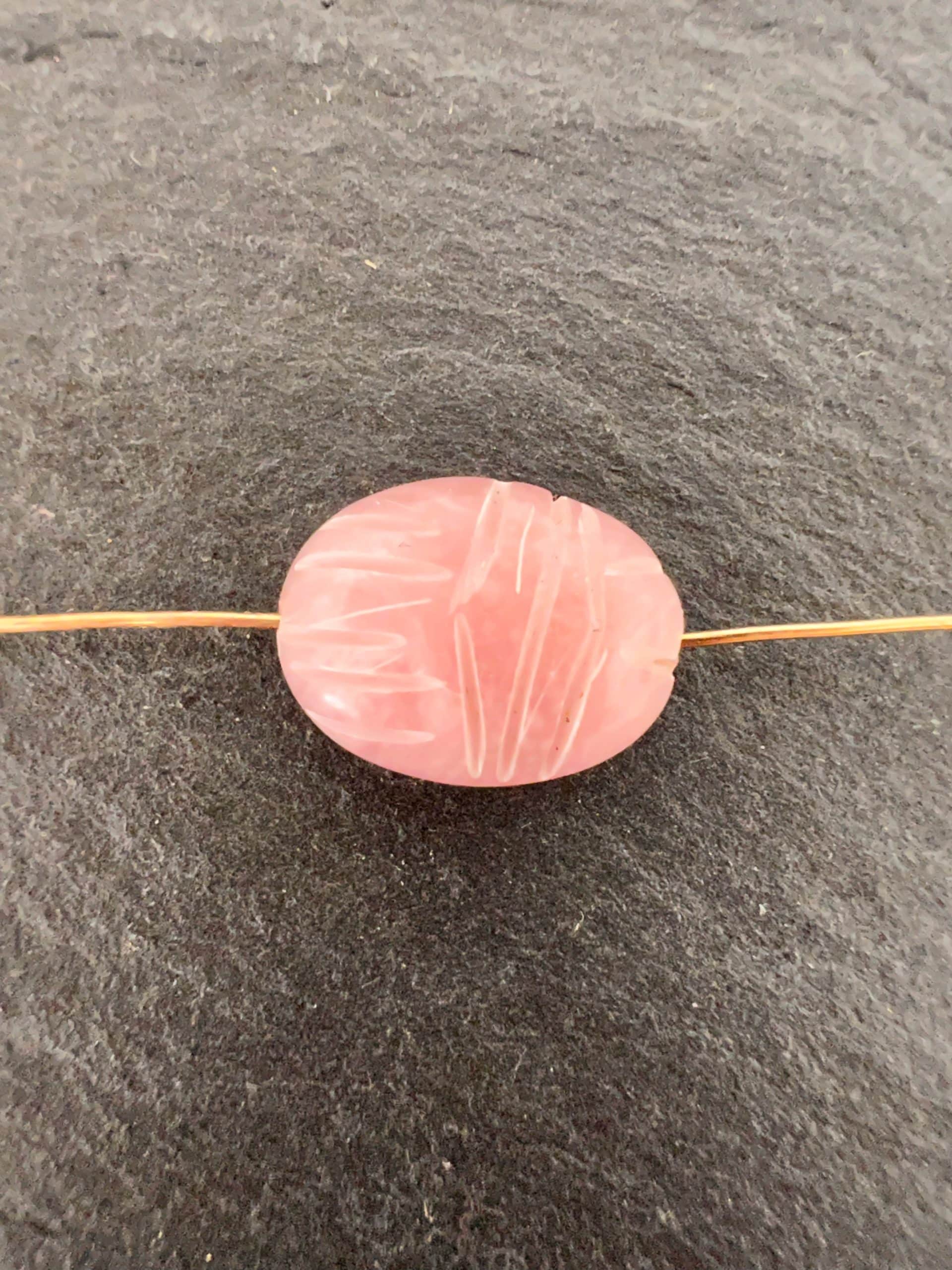 Perle Scarabée Gri-Gri Quartz Rose Mat 1