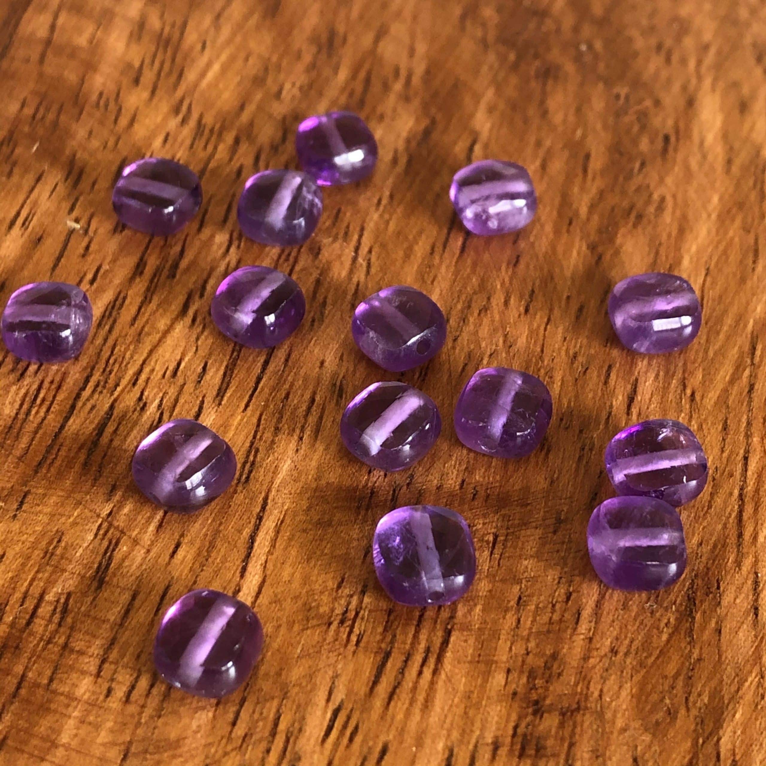 Perle carrée en Améthyste 6x6mm