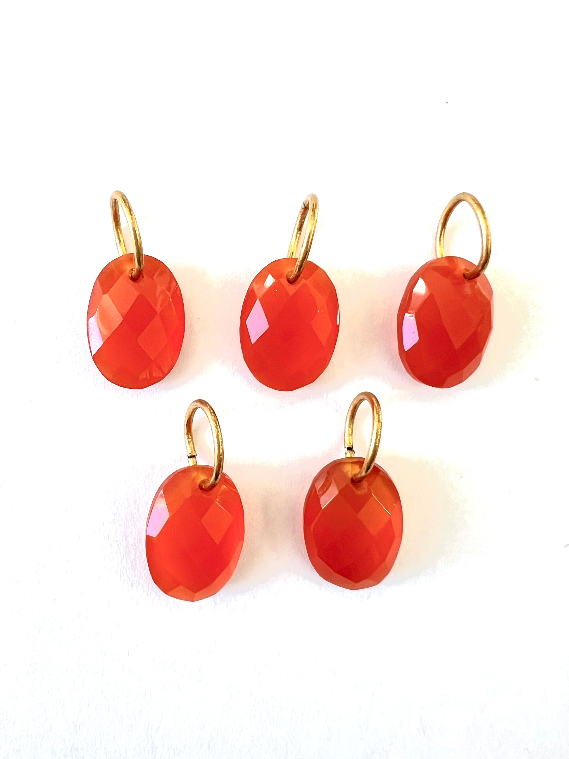 Petit Pendentif Ovale Facetté Orange