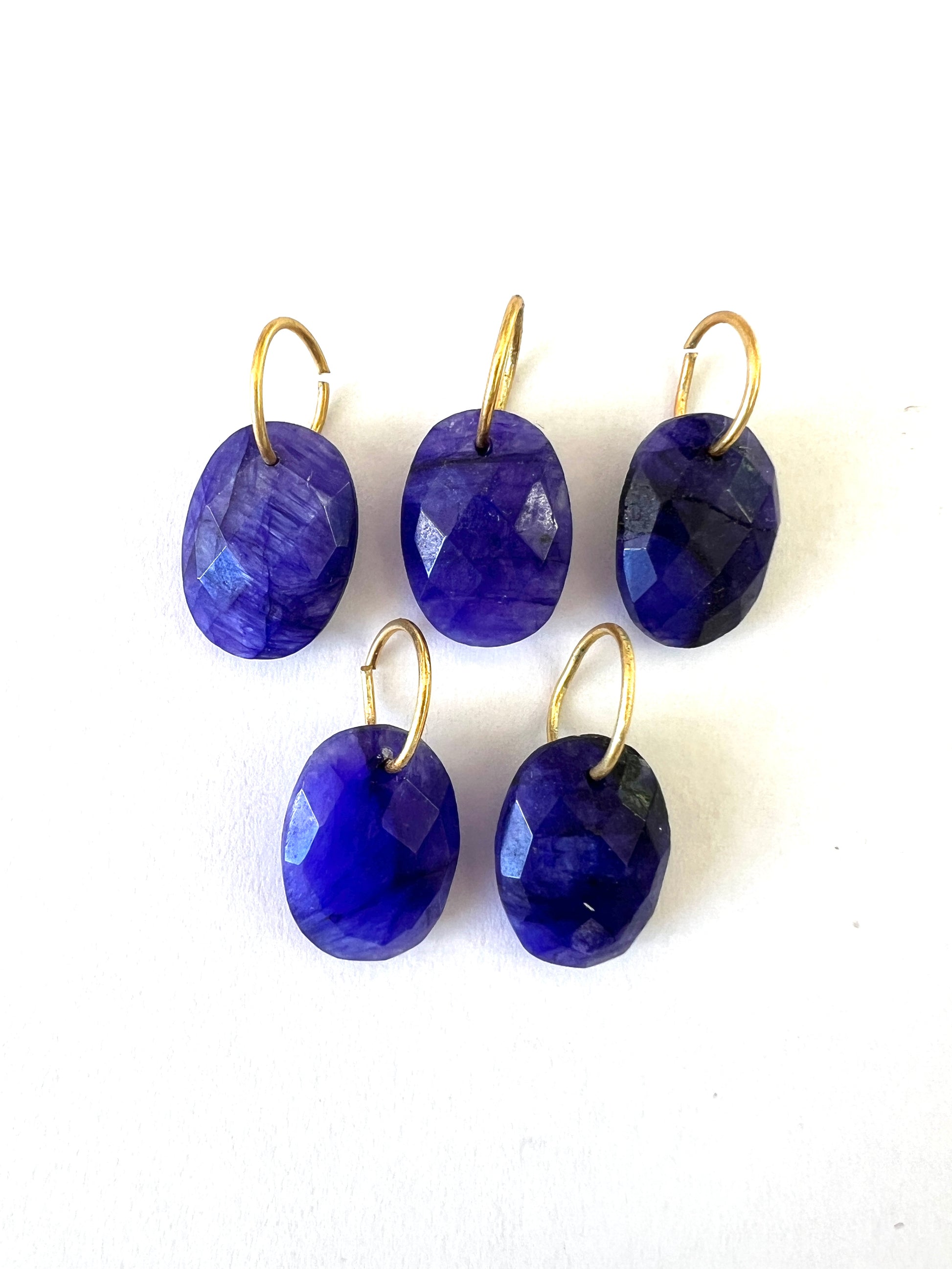 Petit Pendentif Ovale Facetté Bleu