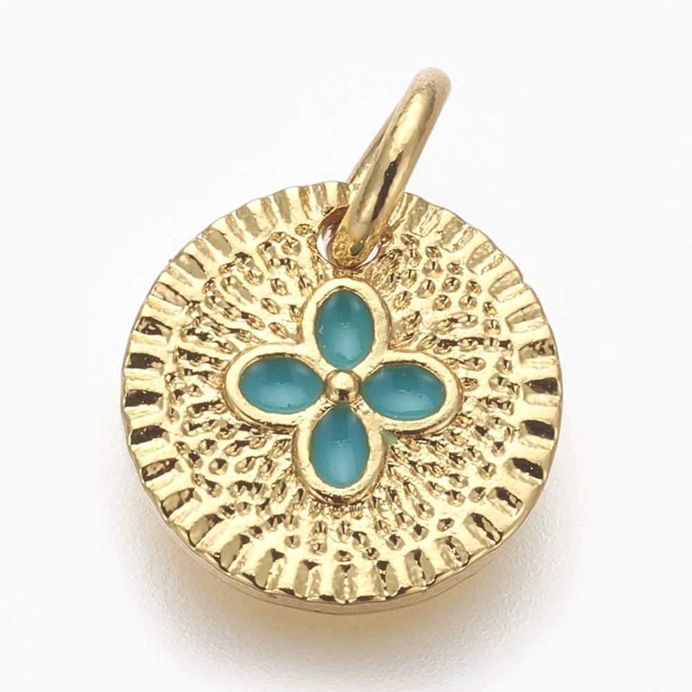 Petite Médaille Or Trèfle turquoise