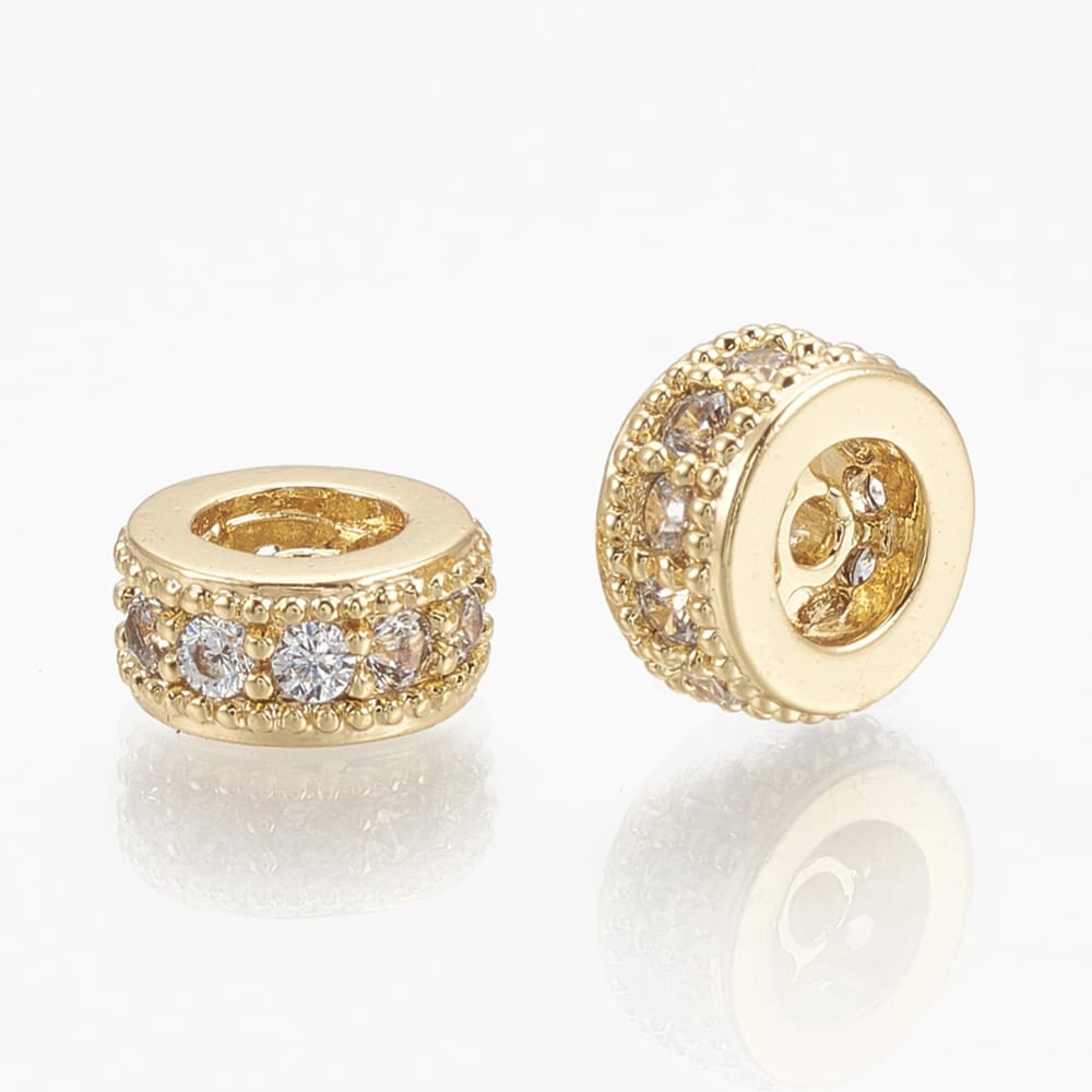 Rondelle Intercalaire or zircons 6x3mm