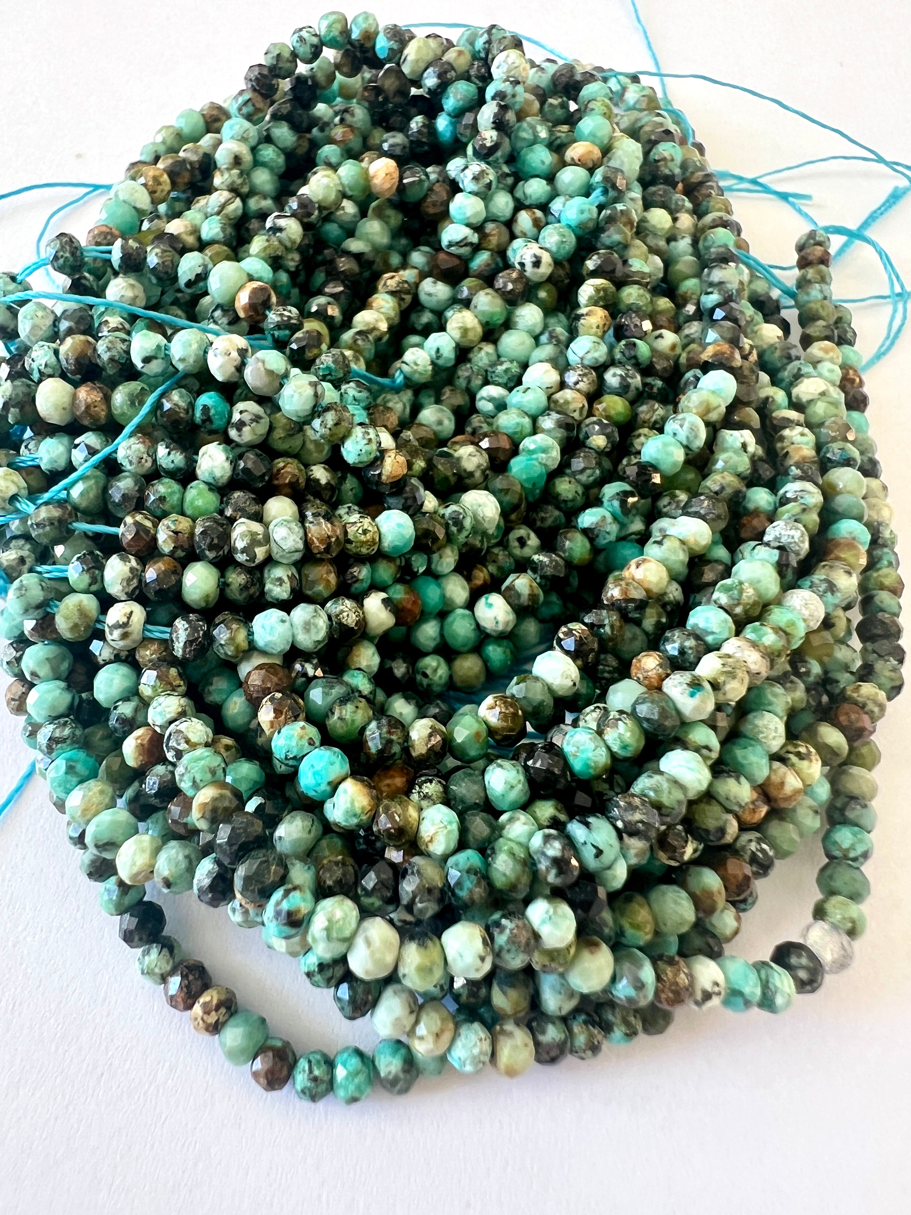 Turquoise Africaine Facettée Rondelle 3mm