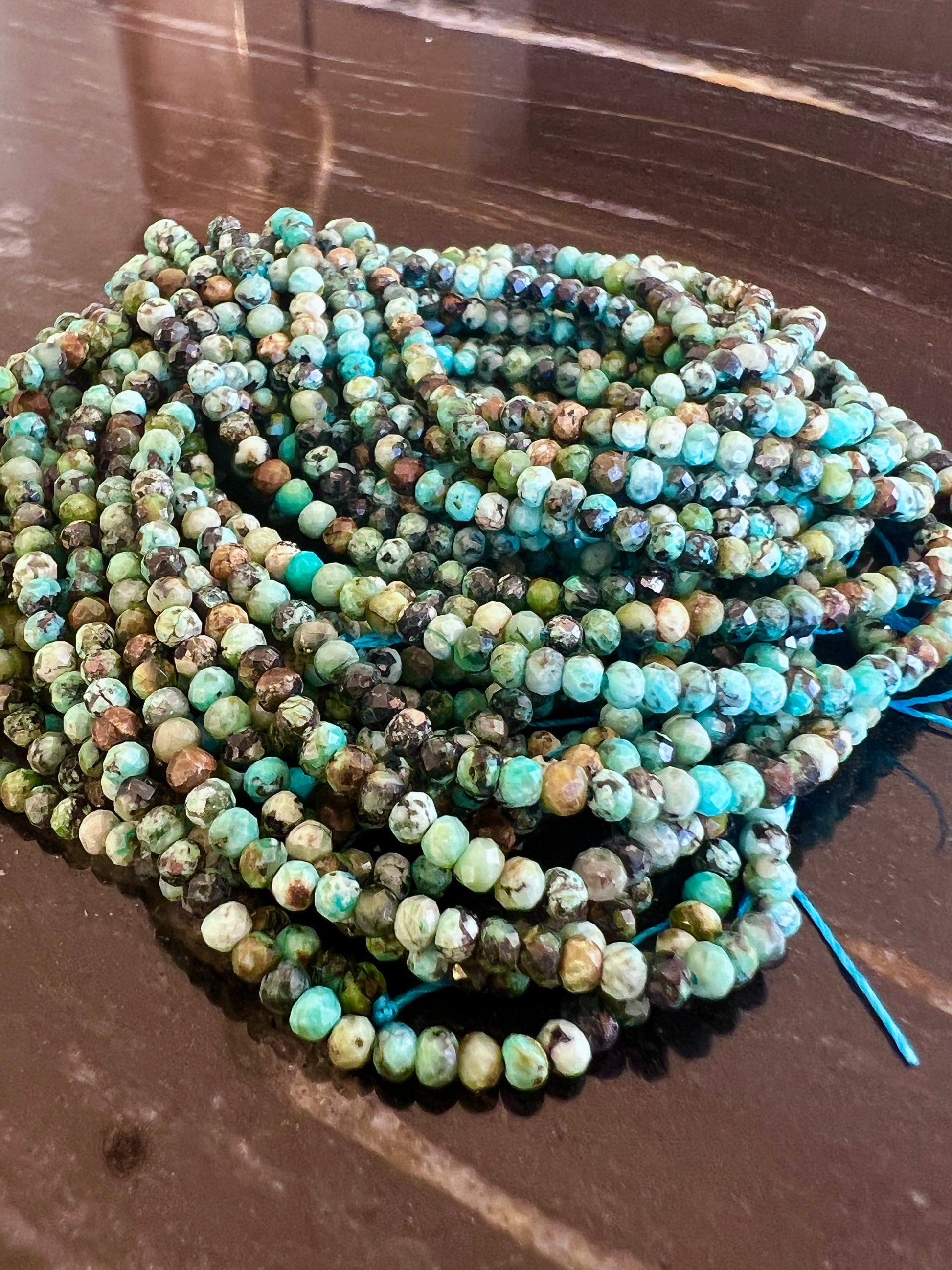 Turquoise Africaine Facettée Rondelle 3mm