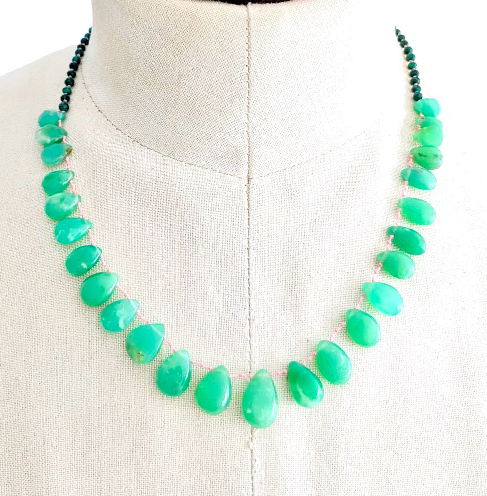 collier en gouttes de chrysoprase