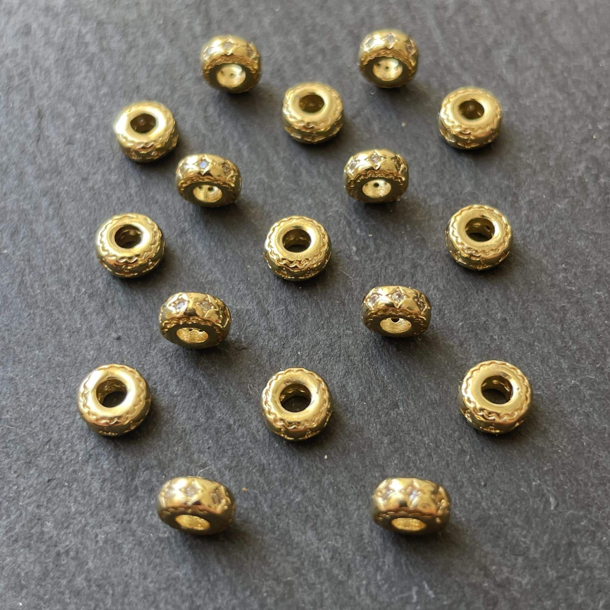 Rondelle strass étoile dorée à l'or fin